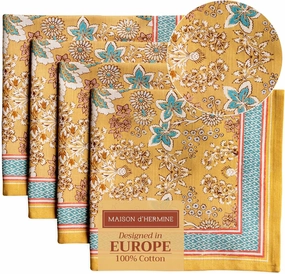 Maison d'Hermine Cloth Napkins Set of 4 100% Cotton Everyday Reusable Square Napkins Cloth Washable, Dinner, Party, Wedding, Restaurant, Spring/Summer (Marquise, 20" x 20")