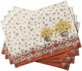 Maison d'Hermine Placemats Set of 4 100% Cotton Washable Cloth Place Mats, Reusable Table Mats for Kitchen Dining Decoration, Party, Wedding, Restaurant (Bagatelle, 13" x 19")