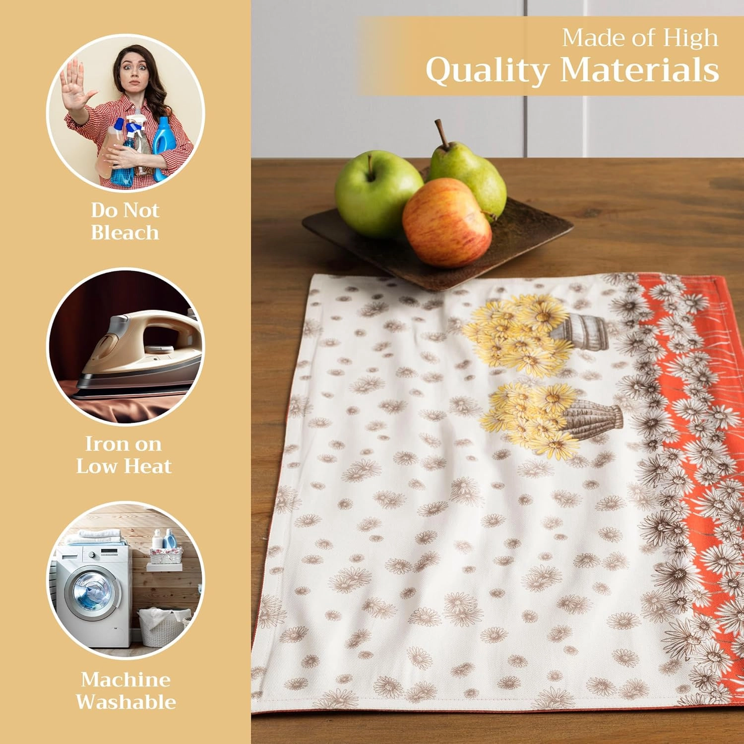 Maison d'Hermine Placemats Set of 4 100% Cotton Washable Cloth Place Mats, Reusable Table Mats for Kitchen Dining Decoration, Party, Wedding, Restaurant (Bagatelle, 13" x 19")