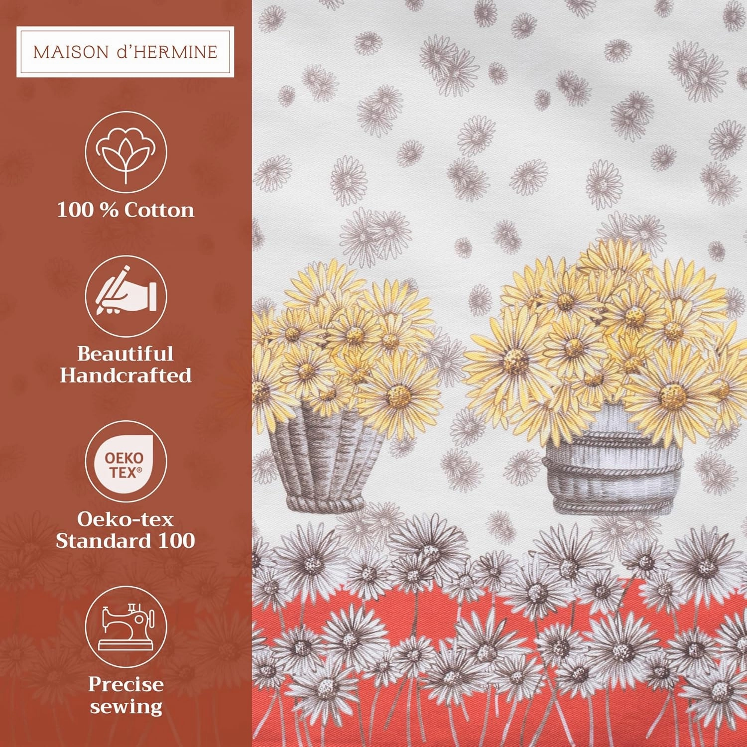 Maison d'Hermine Placemats Set of 4 100% Cotton Washable Cloth Place Mats, Reusable Table Mats for Kitchen Dining Decoration, Party, Wedding, Restaurant (Bagatelle, 13" x 19")