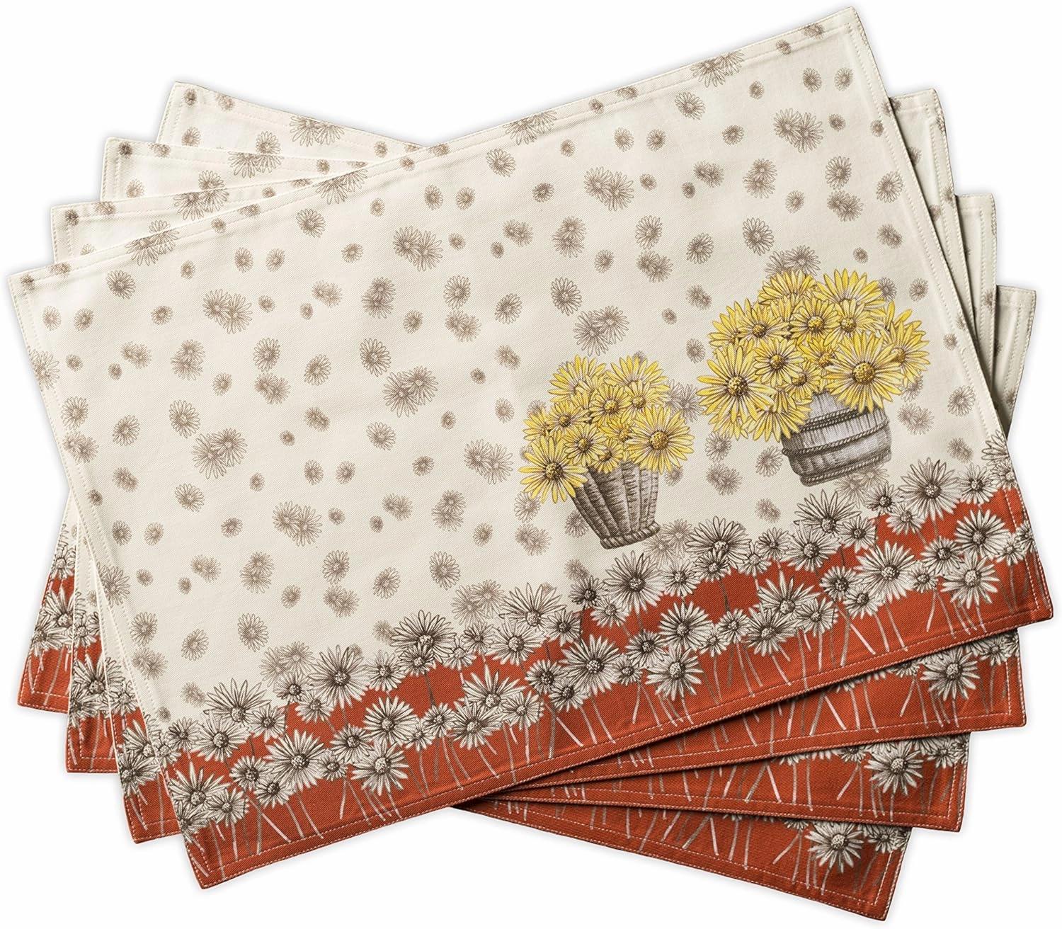 Maison d'Hermine Placemats Set of 4 100% Cotton Washable Cloth Place Mats, Reusable Table Mats for Kitchen Dining Decoration, Party, Wedding, Restaurant (Bagatelle, 13" x 19")