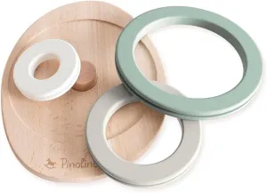 Malin plug-in game, solid wood and MDF, 4 pieces: 1 base plate with stacking holder, 3 rings, gift idea from 1 year, motor skills toy