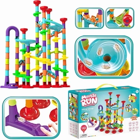 Marble Runs for Kids 4-8,172 Pcs Set, Marble Tracks STEM Learning Toy, Construction Building Blocks Toys, STEM Marble Runs for Kids (F142)