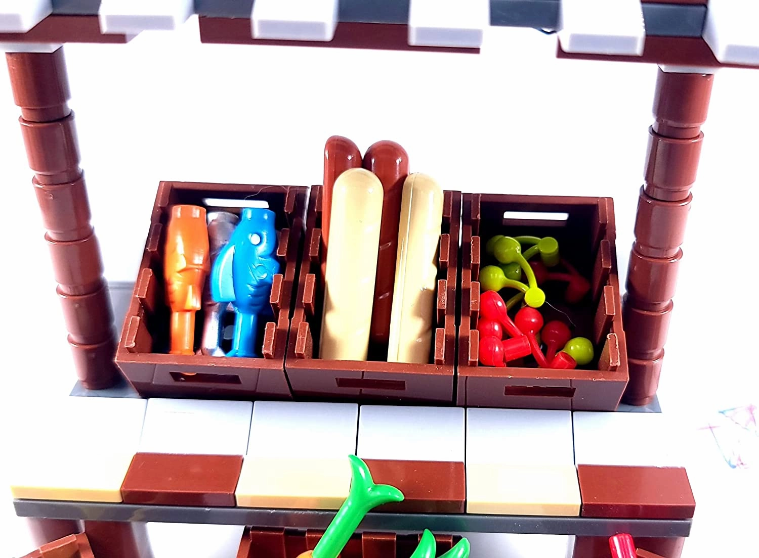 Market Style Fruit Stand Building Blocks Toy Bricks Set with Light Kit and Colorful Market Accessories | General Jim's Toys