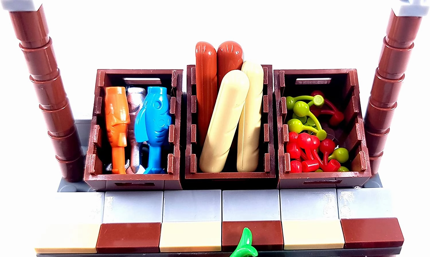 Market Style Fruit Stand Building Blocks Toy Bricks Set with Light Kit and Colorful Market Accessories | General Jim's Toys