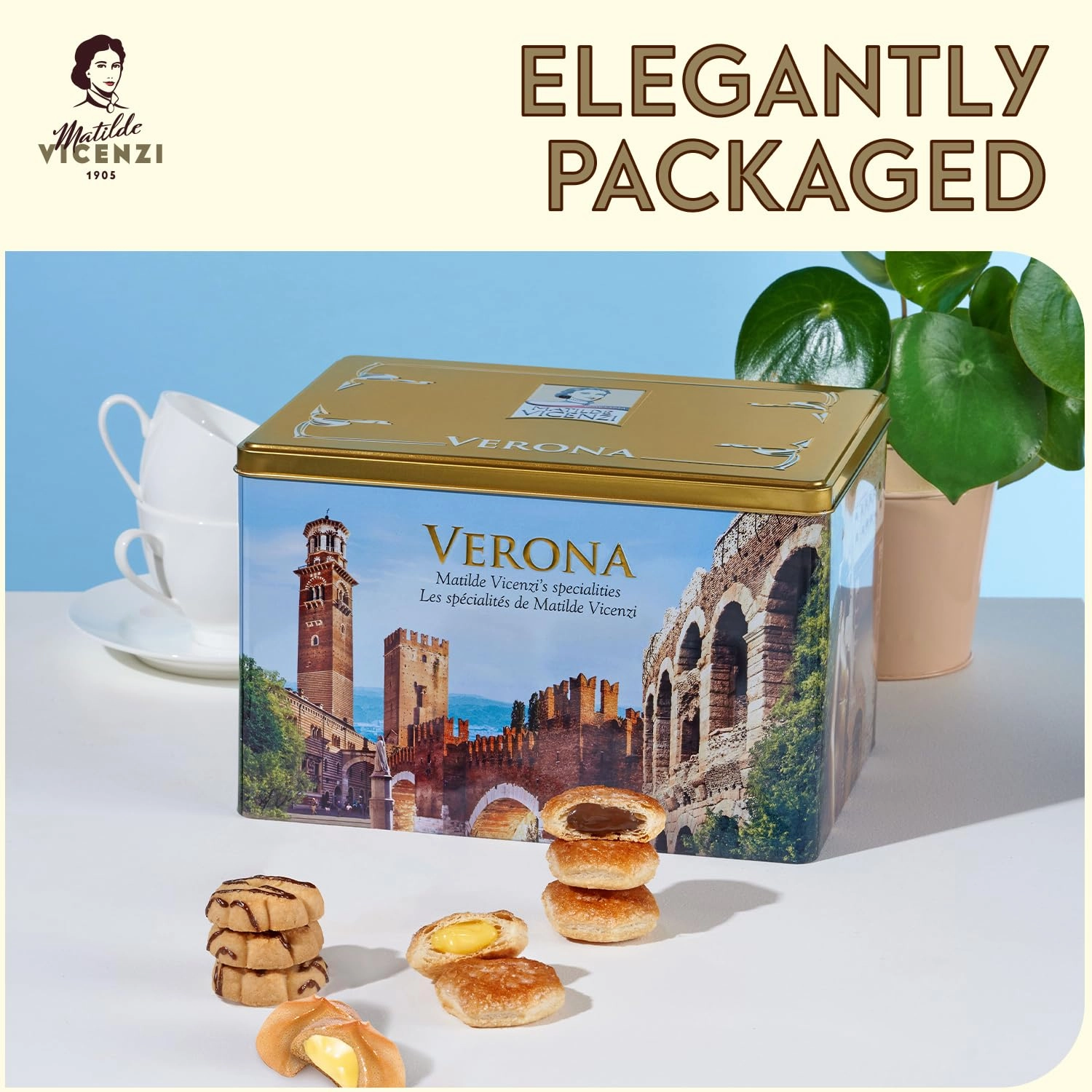 Matilde Vicenzi Verona Gift Tin - Assortment of Italian Pastries and Cookies for Father's Day - 32oz (907g)