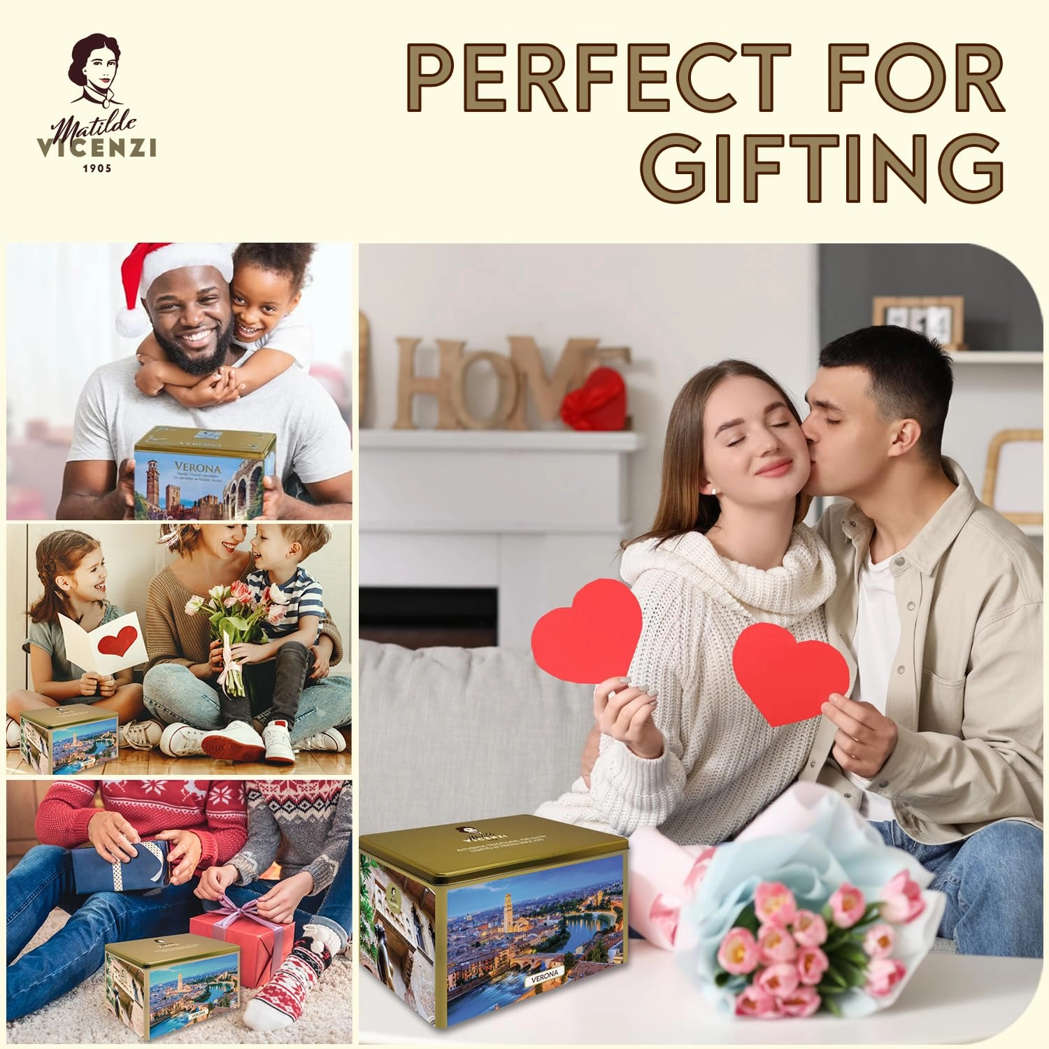 Matilde Vicenzi Verona Gift Tin - Assortment of Italian Pastries and Cookies for Father's Day - 32oz (907g)