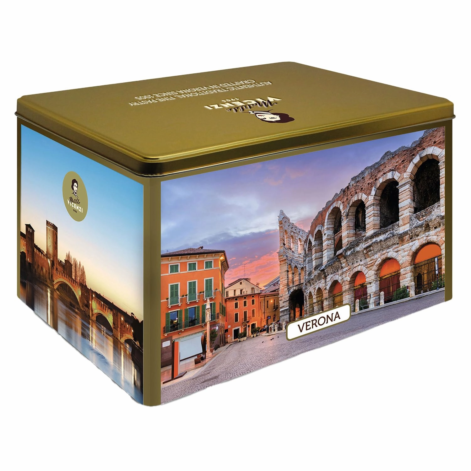 Matilde Vicenzi Verona Gift Tin - Assortment of Italian Pastries and Cookies for Father's Day - 32oz (907g)