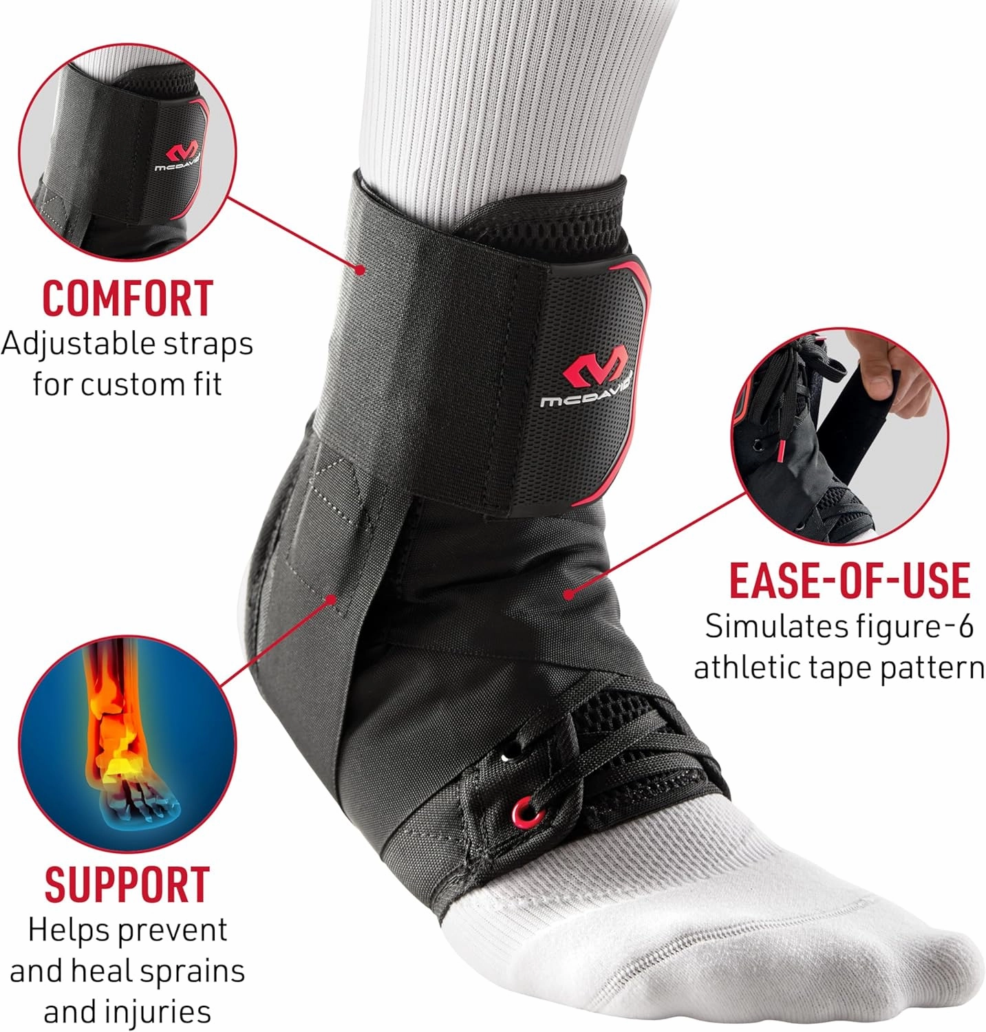 McDavid Ankle Brace Ultralight for Sprained Ankle, Figure 8 Ankle Braces, Lace up Ankle Brace, Ankle Braces for Men and Women, Ankle Support Brace and Stabilizer