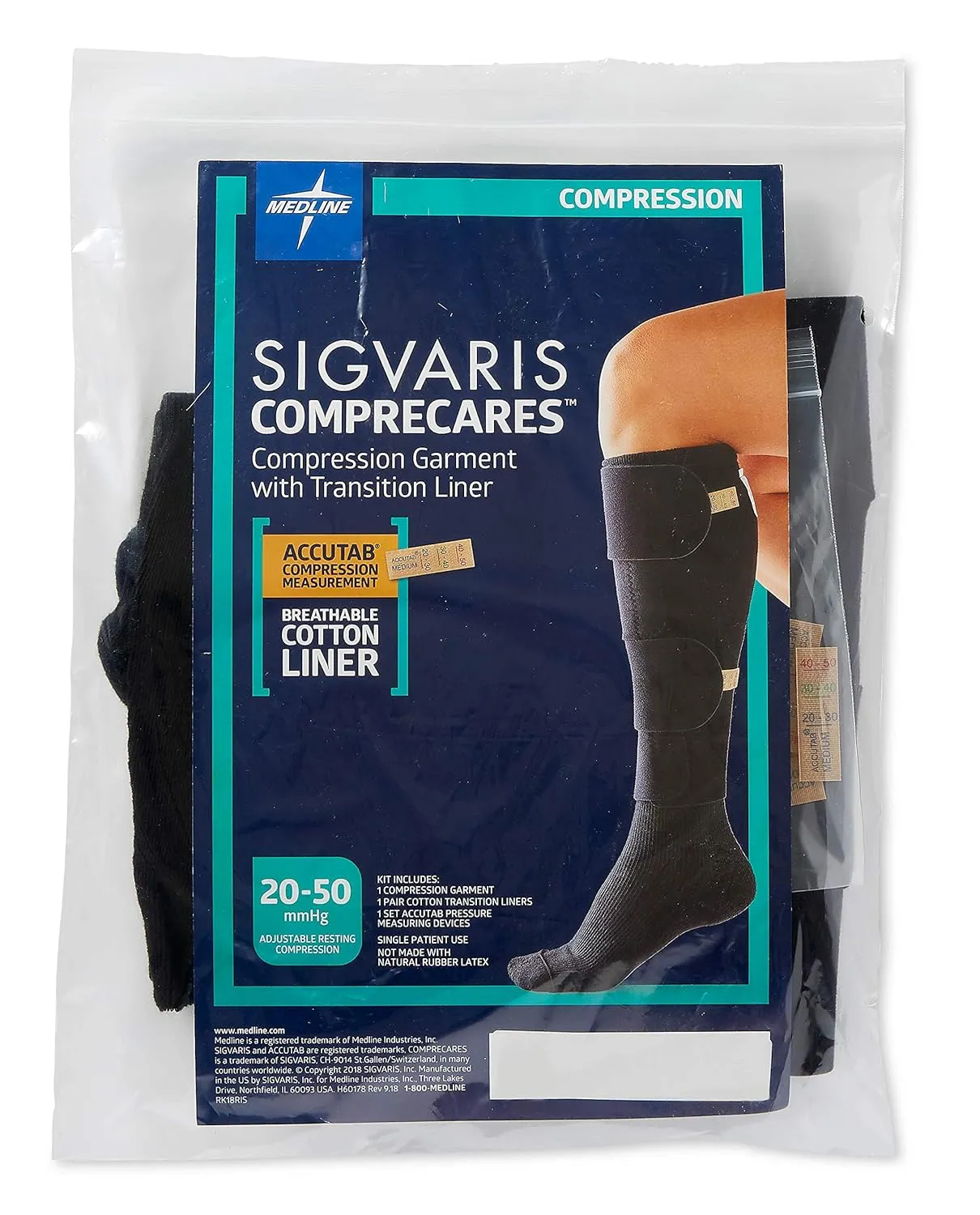 Medline Comprecares Reusable Compression Garment Kit, Size L Regular