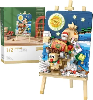 MEIEST Mini Building Blocks Christmas 3D Painting Model Set,Simulation Particle Stereograph Collection Construction Building Bricks Toy,Home Decor,14 (Sledge)
