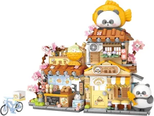 MEIEST Mini City Shop Street View Building Blocks Model Set,Simulation Panda Architecture Collection Particle Construction Building Bricks Toy,Home Decor (Taiyaki)