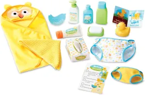 Melissa & Doug Mine to Love Changing & Bathtime Play Set for Dolls – Diapers, Pretend Shampoo,Wipes, Towel, More (19 pcs)