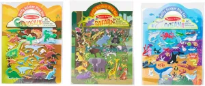 Melissa & Doug Reusable Puffy Sticker Wild Adventures Play Set 3-Pack (118 Stickers: Safari, Dinosaur, Ocean) - FSC Certified