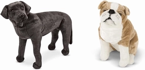 Melissa & Doug Giant Black Lab - Lifelike Stuffed Animal Dog (Over 2 feet Tall) & Giant English Bulldog - Lifelike Stuffed Animal (Nearly 2 feet Tall)