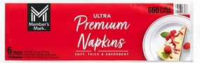 Member Mark Ultra Premium 2-Ply White Napkins 6 pks., 110 napkins/pk.(Total 660 2-PLY Napkins)