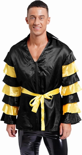 Mens Halloween Costume Rumba Samba Shirts for Stage Performances Dance Party Carnival