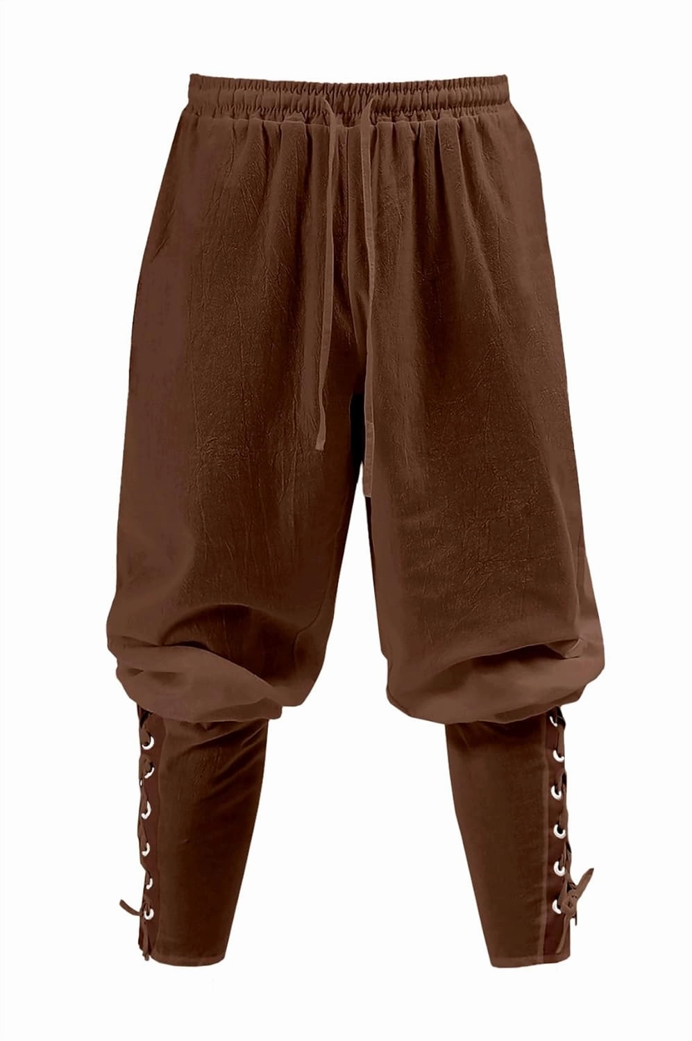 Mens Pirate Pants Medieval Viking Costume, Renaissance Lace-up Ankle Banded Trousers Cotton Linen Cosplay Outfits