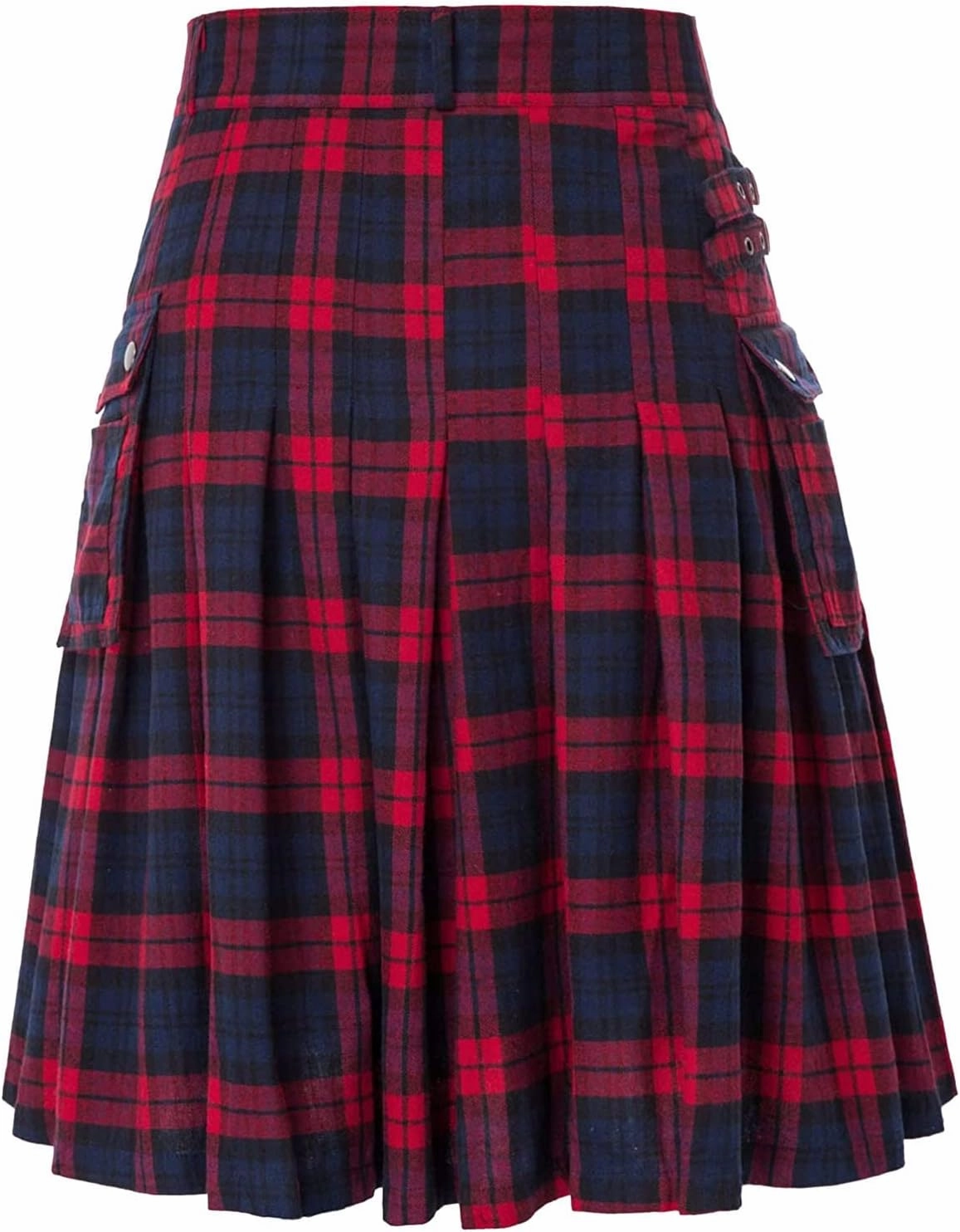 Mens Tartan Utility Kilts 2024 Color Pocket Pleated Skirt Highland Tartan Utility Kilt Tartan Kilt for Men Black
