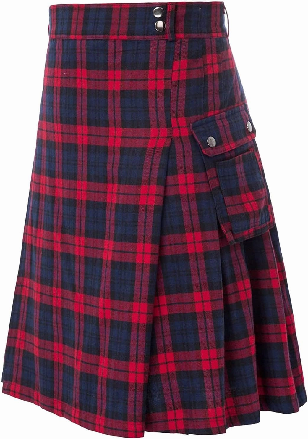 Mens Tartan Utility Kilts 2024 Color Pocket Pleated Skirt Highland Tartan Utility Kilt Tartan Kilt for Men Black