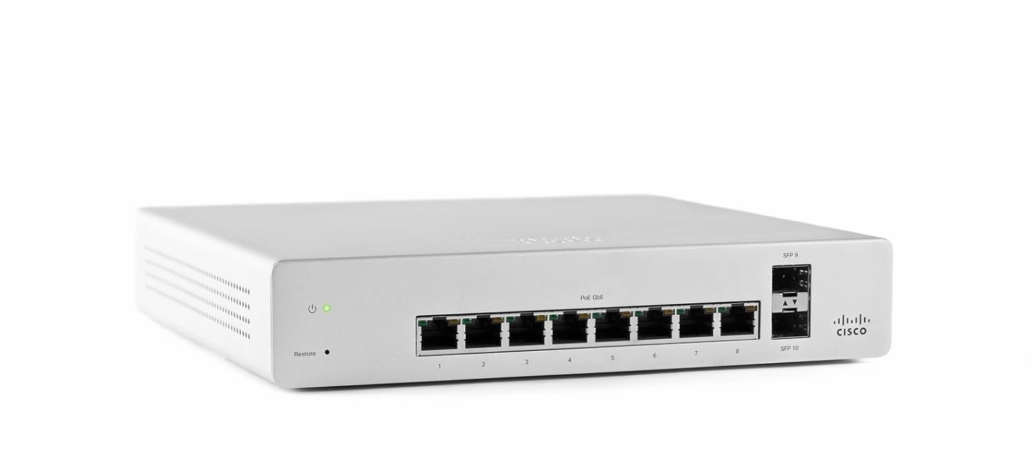 Meraki Cloud Managed MS220 Series 8 Port Gigabit PoE Switch - 8x 1GbE Ports - MS220-8P