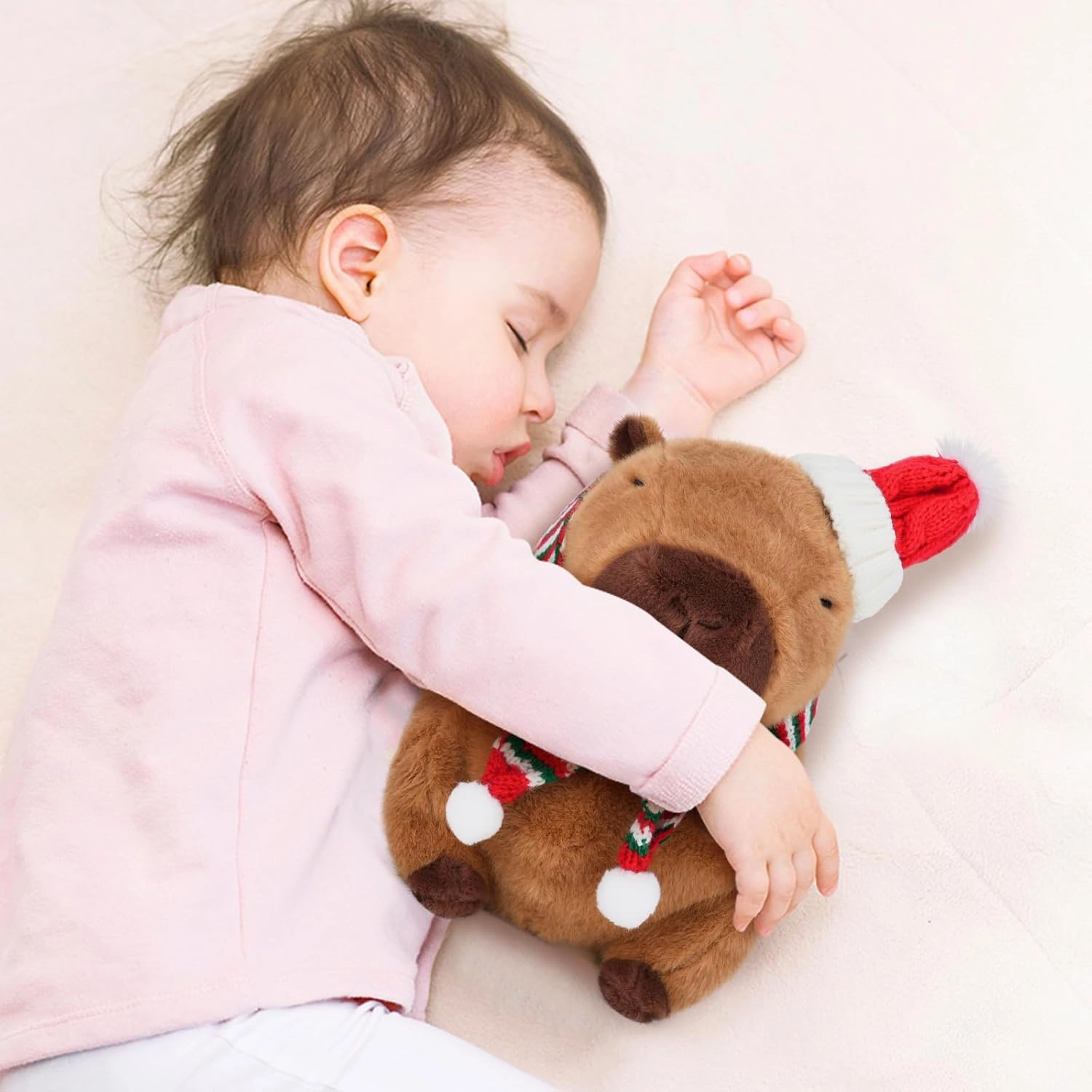Merry Capybara Plush Toy - 9 Inch Merry Hat Capybara Stuffed Animal, Capibara Cute Plushie Doll Pillow, Perfect Hugging Gift for Kids