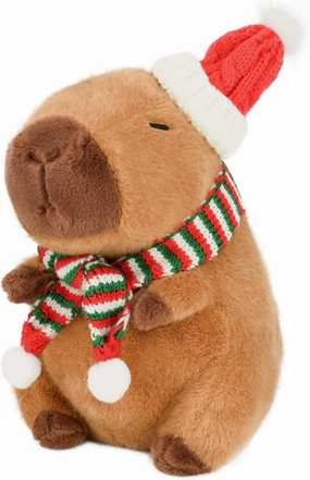 Merry Capybara Plush Toy - 9 Inch Merry Hat Capybara Stuffed Animal, Capibara Cute Plushie Doll Pillow, Perfect Hugging Gift for Kids
