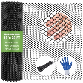 Mesh Tree Guard Trunk Protectors, Tree Wraps to Protect Bark, Flexible Net Tree Guard 16 in x 20FT with 50 Zip Ties, Tree Bark Protector from Deer, Trimmers, Weed Whackers, Rabbits-Black