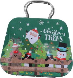 Metal Cookie Tins with Lid Christmas Tin Boxes for Cookies Christmas Decorative Tin Holiday Cookie Storage Box Handbag Candy Box