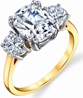 Metal Masters Co. Sterling Silver 925 Meghan Markle 14K Gold Plated Cushion Cubic Zirconia Wedding Engagement Ring