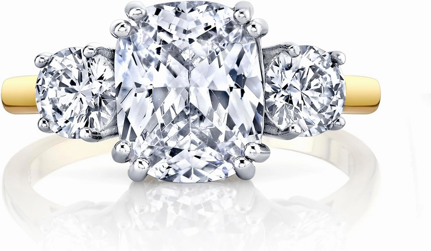 Metal Masters Co. Sterling Silver 925 Meghan Markle 14K Gold Plated Cushion Cubic Zirconia Wedding Engagement Ring