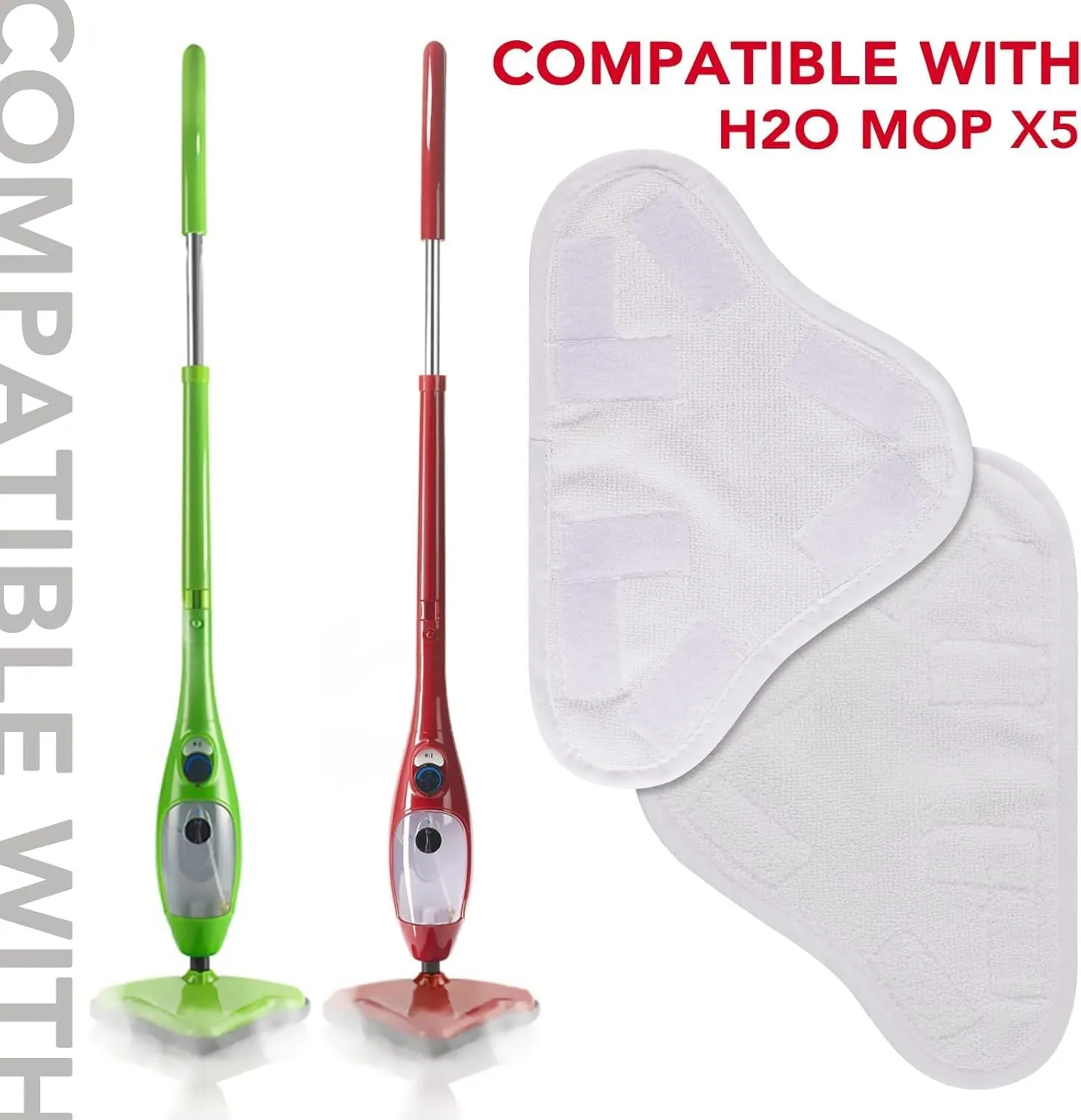 Microfiber Steam Mop Pad Replacement Compatible with H2O H20 Mop X5 Steam Steam Cleaners Washable & Reusable - 12 Pack