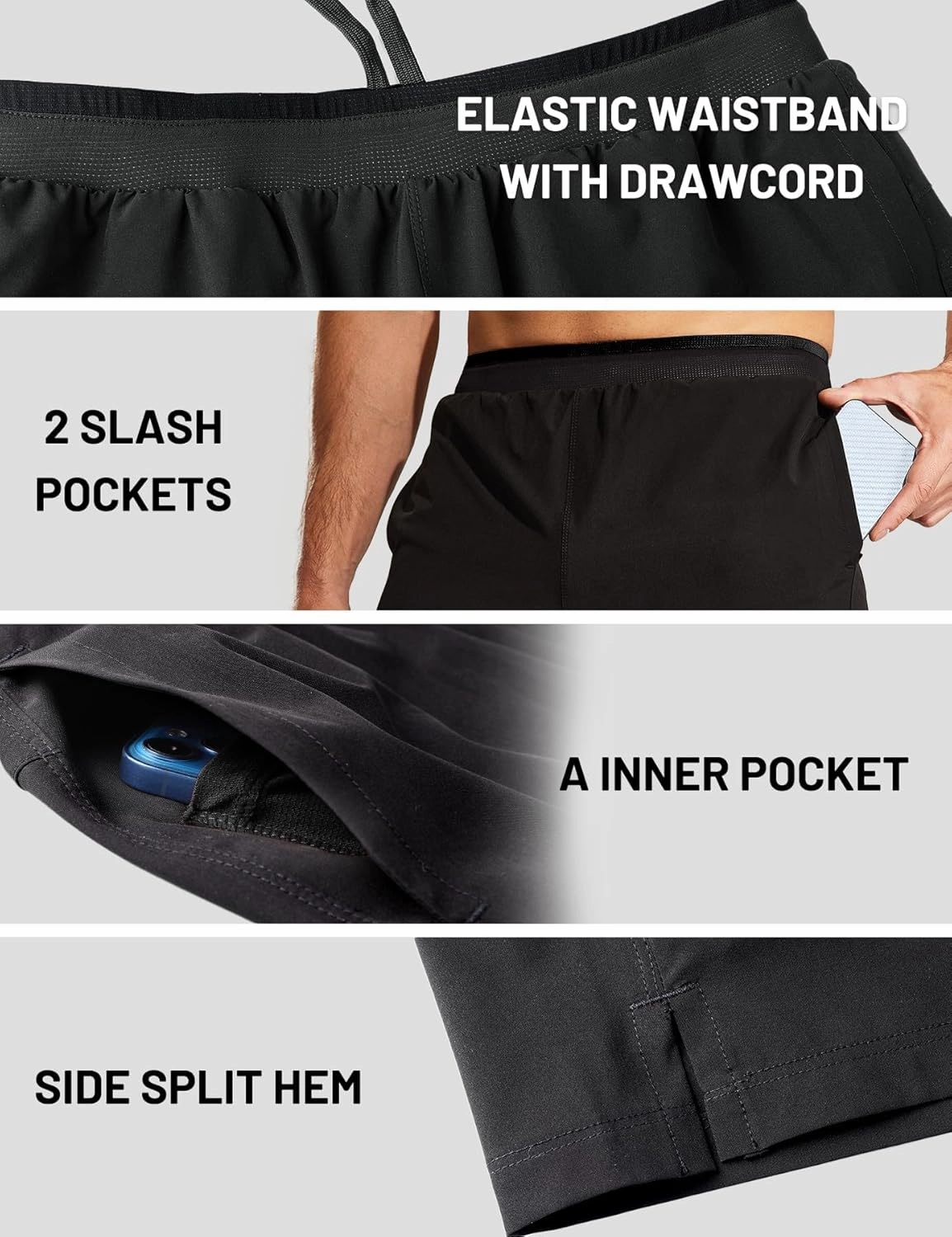 MIER Men's 2 in 1 Running Shorts with Liner 5" Quick Dry Gym Workout Athletic Shorts with Pockets, Lightweight, Breathable