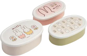 Miffy Food Storage Container Set (3-Piece) - Miffy Design Bento Box, Lunch & Snack Containers, Reusable Food Organizer