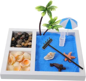 Milisten 1 Set Japanese Zen Sand Beach Garden Decoration for Desk Relaxation Home and Mindfulness Activities Unique Present for Nature Lovers
