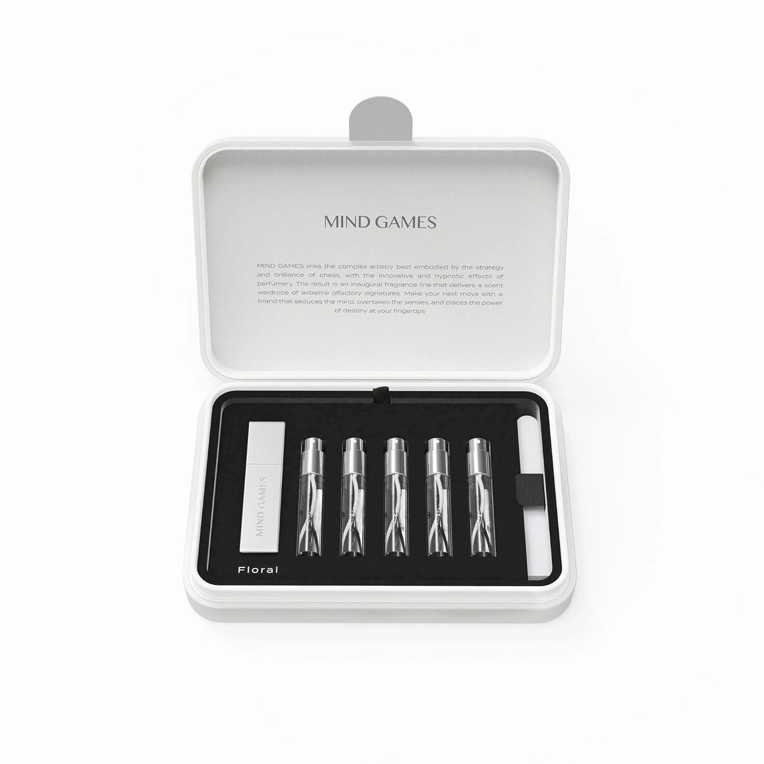 MIND GAMES Floral Discovery Set - Designer Perfume kit for Women & Men - Luxury Fragrance kit with Grand Master, Checkmate, Caissa, Ruy Lopez & Sans Voir - Designer Perfume Gift Set