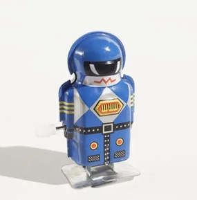 Mini Blue Robot Wind Up Tin Toy