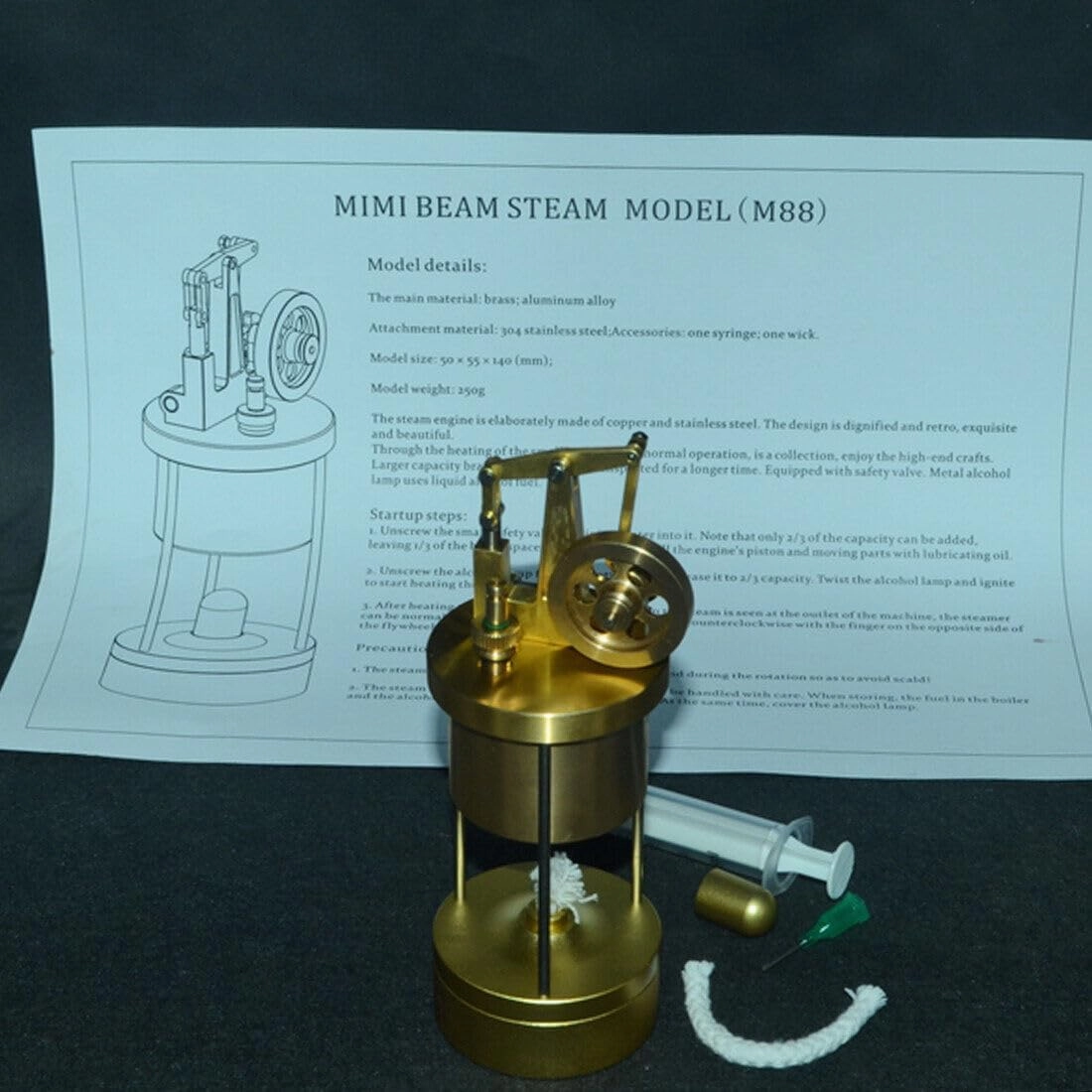Mini Steam Engine Model, 5 x 5.5 x 14CM Verticle Pure Copper Steam Engine Model, Science Educational Engine Model for Kids Adult