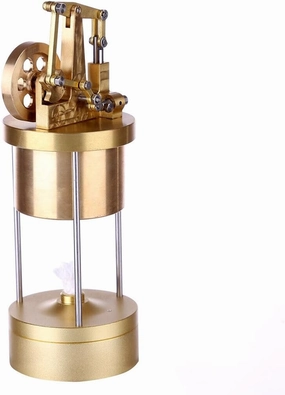 Mini Steam Engine Model, 5 x 5.5 x 14CM Verticle Pure Copper Steam Engine Model, Science Educational Engine Model for Kids Adult