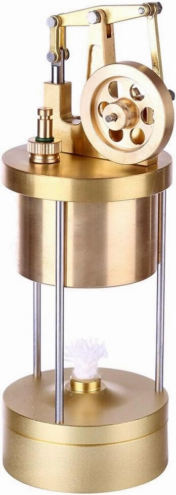 Mini Steam Engine Model, 5 x 5.5 x 14CM Verticle Pure Copper Steam Engine Model, Science Educational Engine Model for Kids Adult