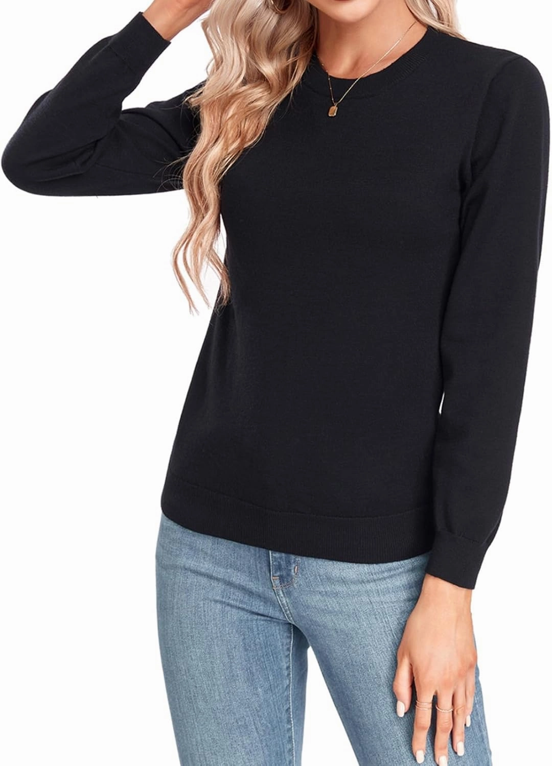 MINTLIMIT Women Lightweight Sweater Crew Neck Soft Knit Casual Basic Long Sleeve Pullover Fall Sweater Blouse Top