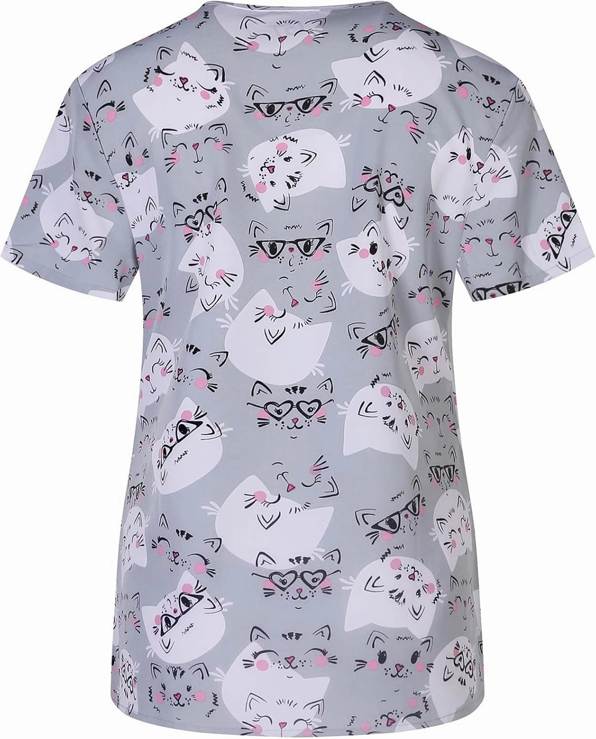 Minty Mint Women's Comfortable Easy Fit Lightweight Durable Stretch Printed V-Neck Medical Scrub Top