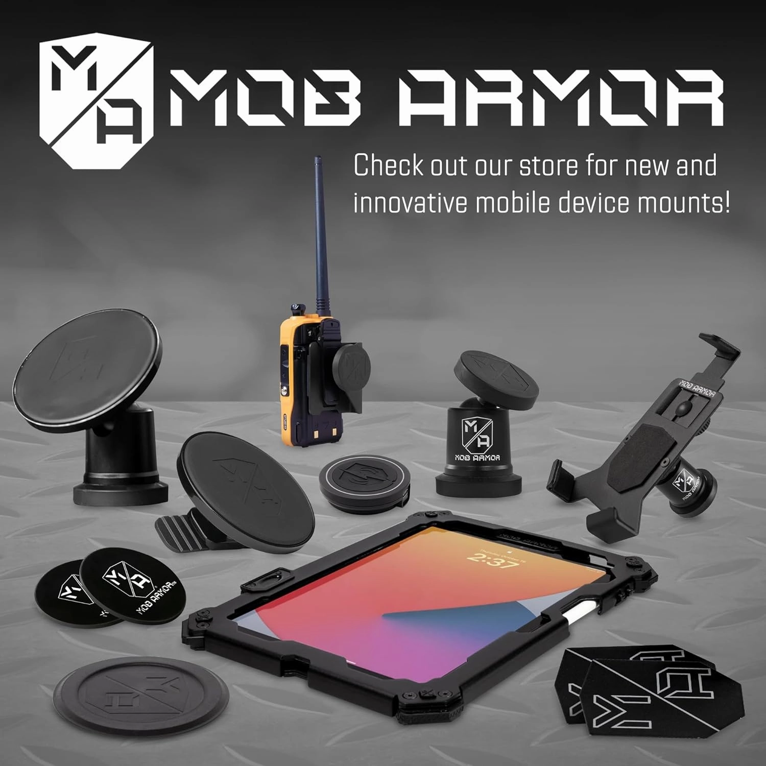 Mob Armor MobNetic Maxx MS - MagSafe Compatible Car Phone Mount w/ 90º Tilt, 360º Rotation & Durable Aluminum Build, Magnetic Holder for iPhone & Android Devices, USA Assembled - Blue