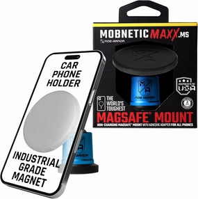 Mob Armor MobNetic Maxx MS - MagSafe Compatible Car Phone Mount w/ 90º Tilt, 360º Rotation & Durable Aluminum Build, Magnetic Holder for iPhone & Android Devices, USA Assembled - Blue