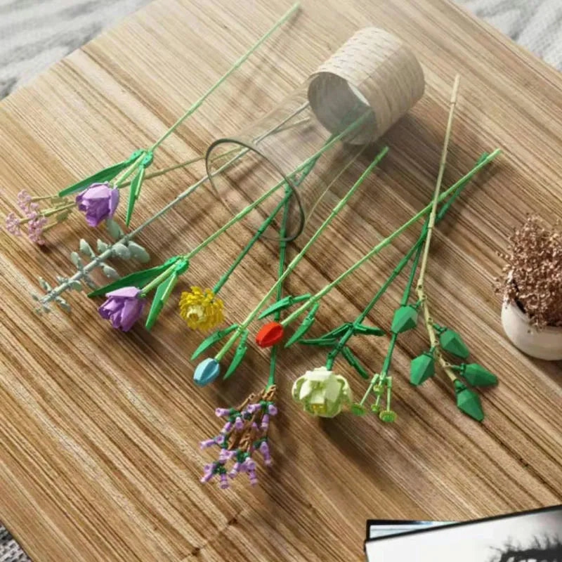 MOC Bouquet Flower Romantic Bricks Rose Toys