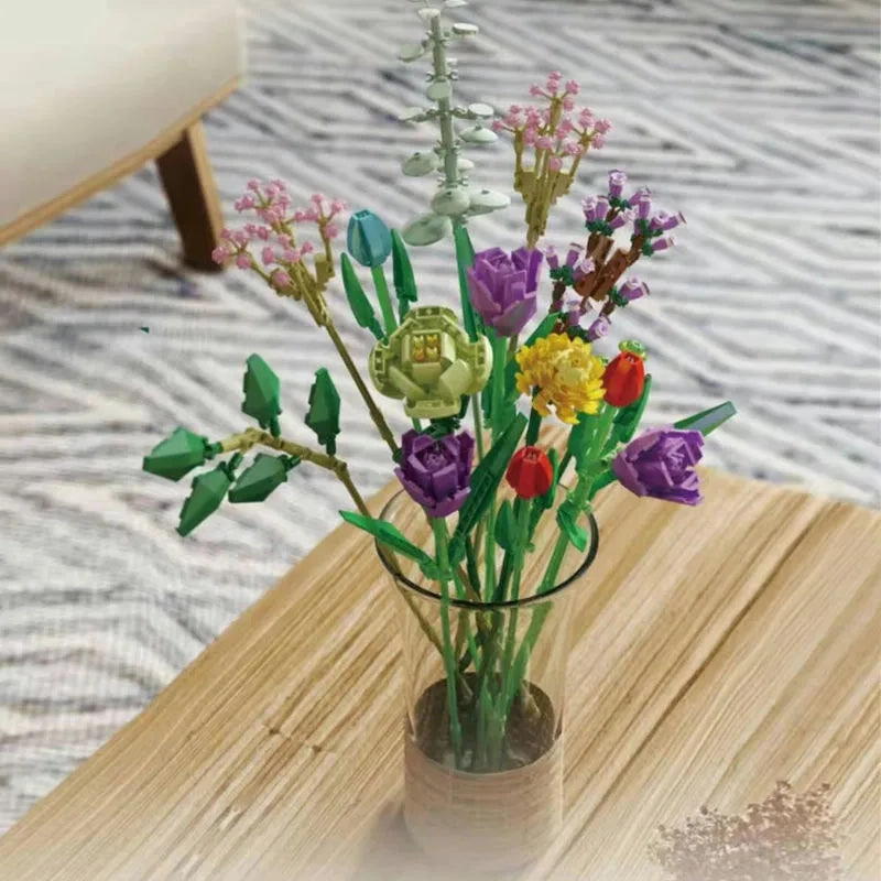 MOC Bouquet Flower Romantic Bricks Rose Toys