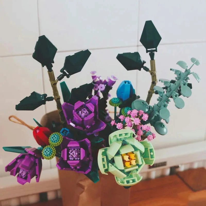MOC Bouquet Flower Romantic Bricks Rose Toys