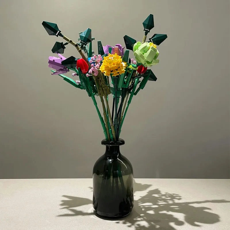 MOC Bouquet Flower Romantic Bricks Rose Toys