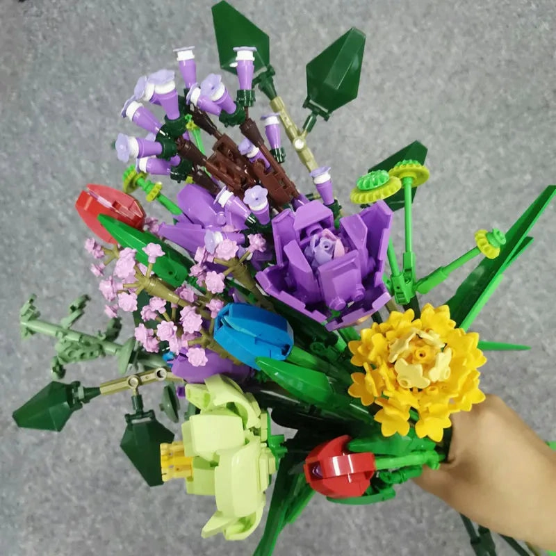 MOC Bouquet Flower Romantic Bricks Rose Toys