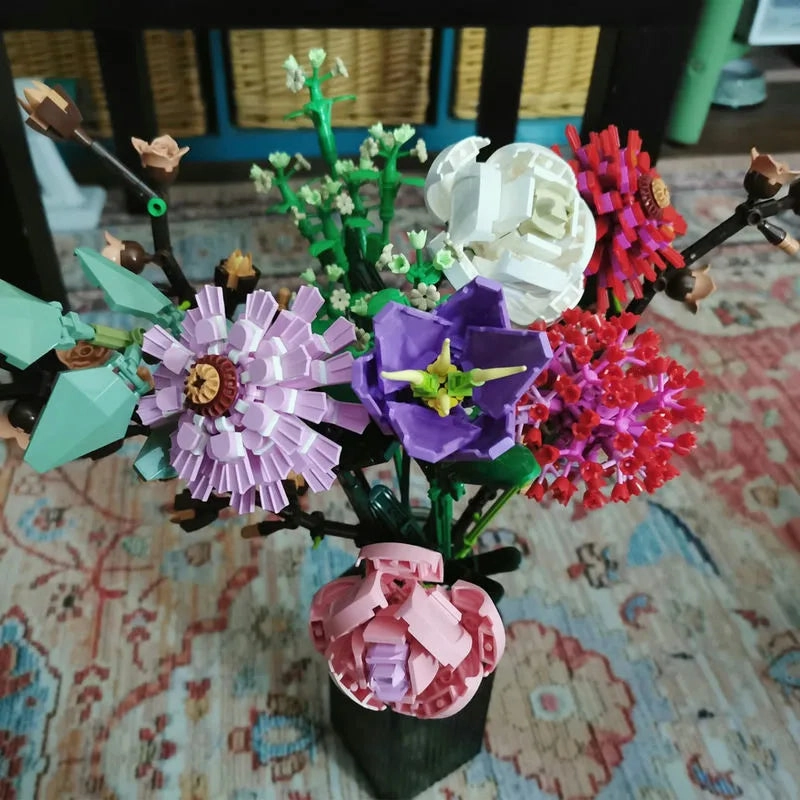 MOC Bouquet Romantic Flower Rose Bricks Toys